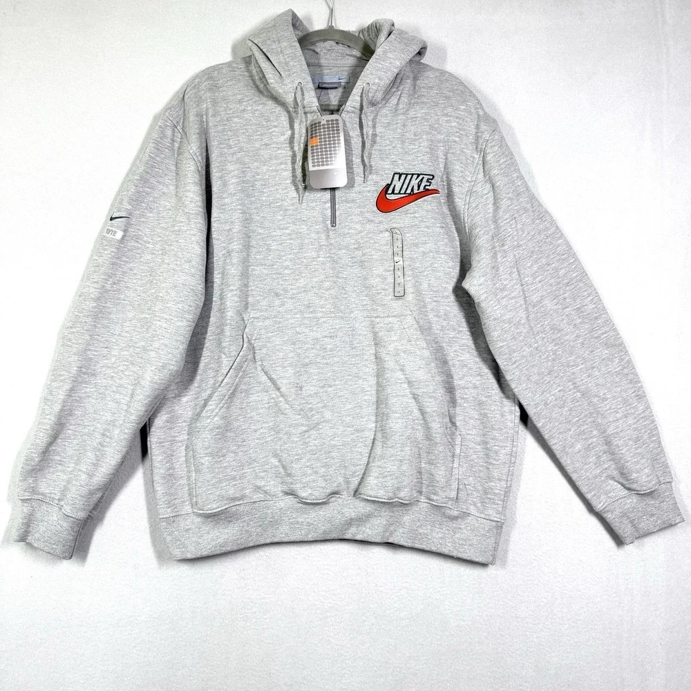 Vintage Y2K Nike Hoodie Mens Large 1/4 Zip Sweatshirt Pullover Swoosh Logo NWT
